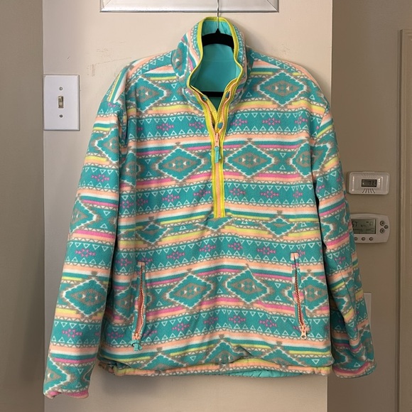 Chubbies Men’s Multicolored Reversible Pullover Sherpa Fleece Anorak - Medium - Picture 2 of 7